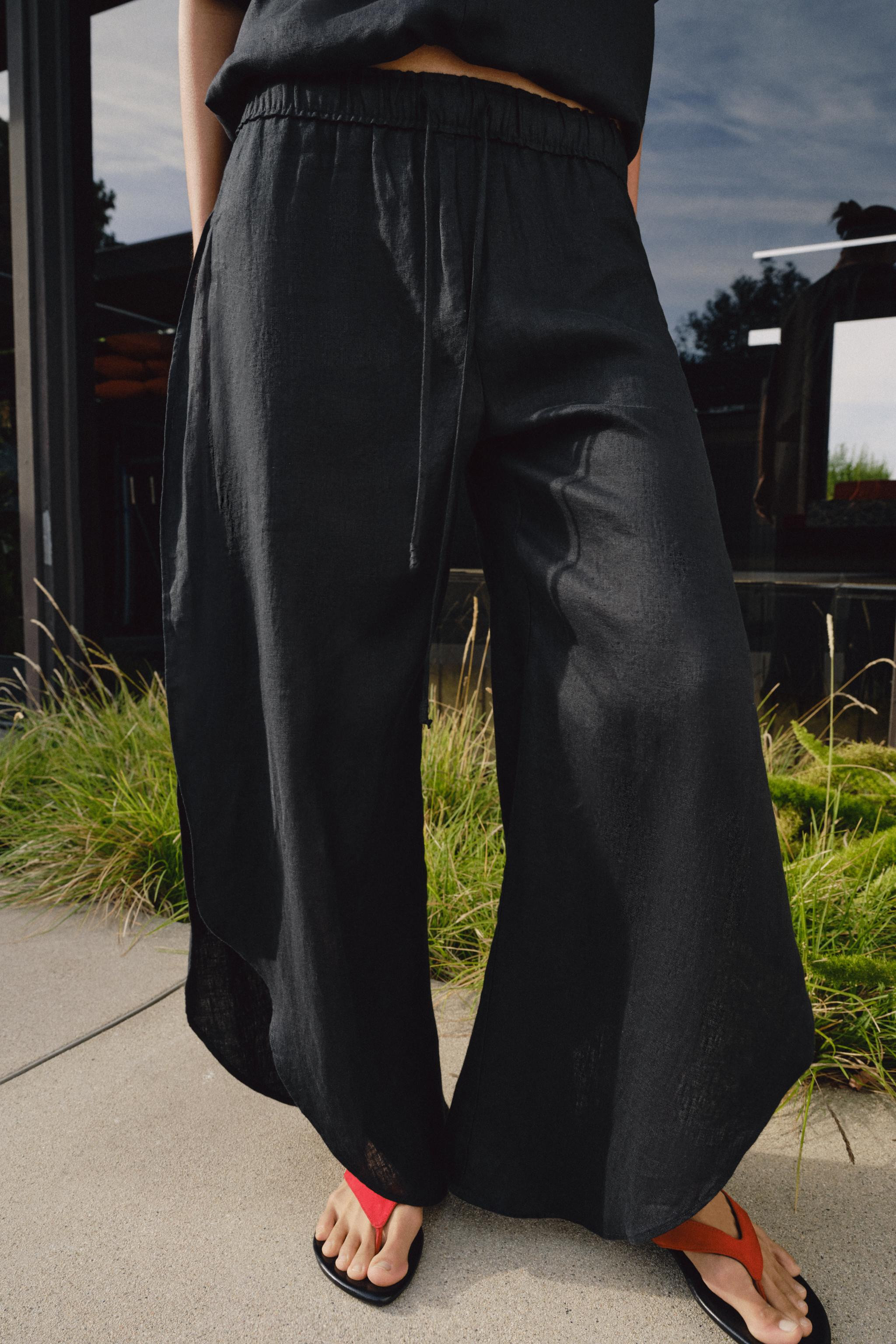 ZW COLLECTION VENTED LINEN PANTS | Zara US