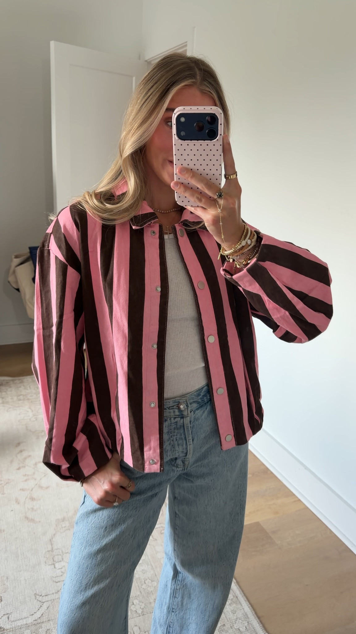 Amazon size small Cicy Bell Womens Polka Dot Denim Jackets Button Down Casual Fall Jean Coats
Loose Fit, Long Sleeve, Cropped Outerwear, Collar Lapel, Spring Pleated Jackets, Trendy Cotton Jeans Coats

#LTKootd #LTKSeasonal #LTKSaleAlert