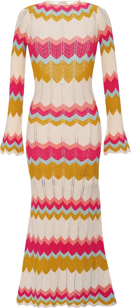 Piper Long Sleeve Herringbone Pointelle Cover-Up Sweater Dress | Nordstrom