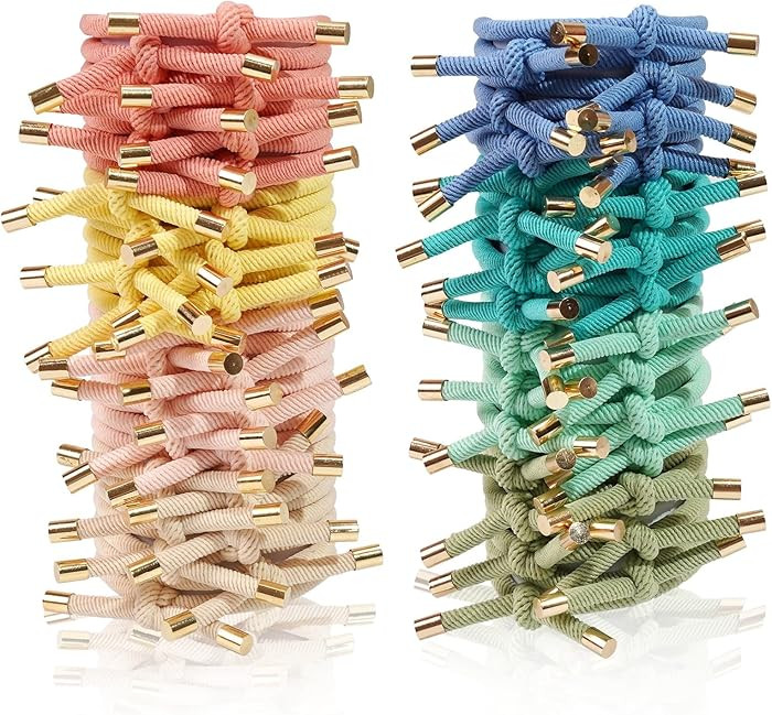 56 PCS Elastics Knotted Hair Ties for Women, Adjustable No Damage Ponytail Holders for Women Girl... | Amazon (US)