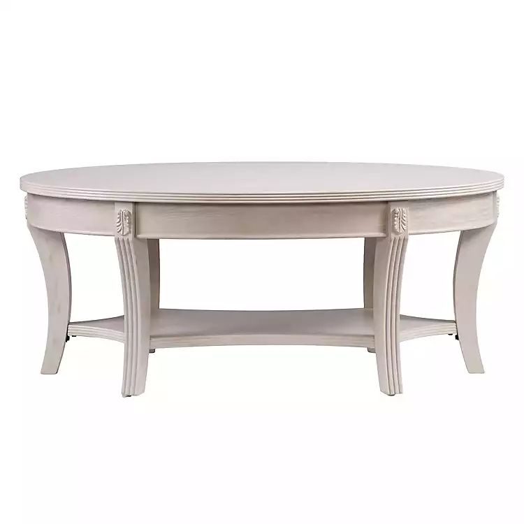 New! Whitewashed Wood Oval Coffee Table with Shelf | Kirkland's Home