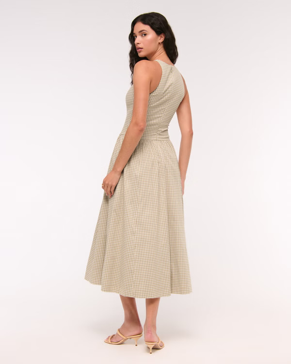 Women's High-Neck Drop-Waist Midi Dress | Women's Dresses & Jumpsuits | Abercrombie.com | Abercrombie & Fitch (US)