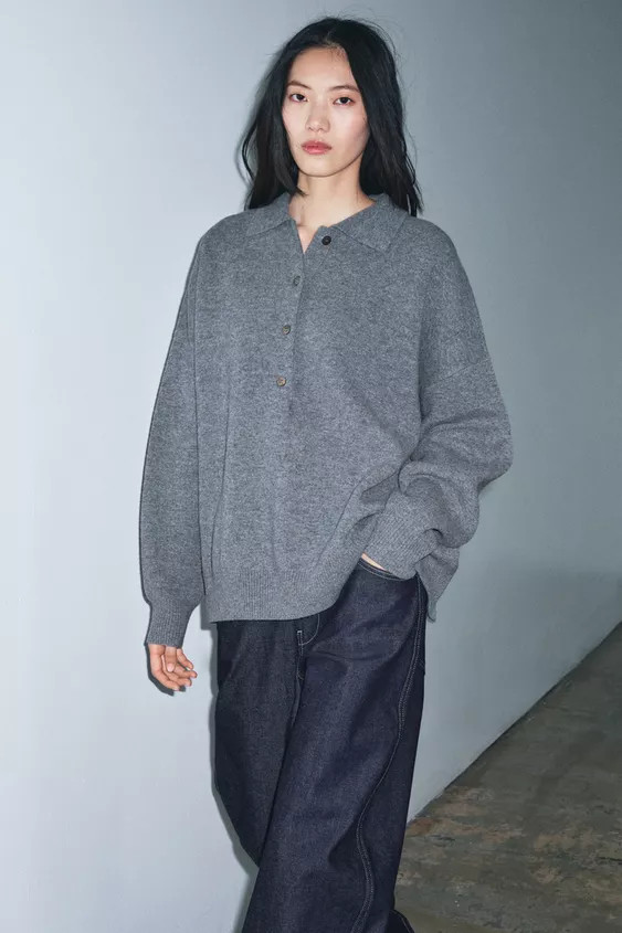 95% WOOL PLAIN KNIT POLO SHIRT | Zara UK