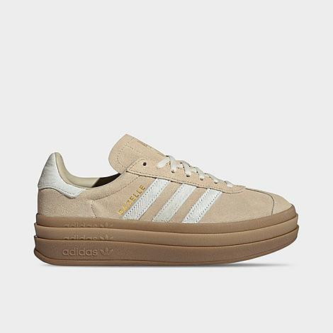 adidas Women's Originals Gazelle Bold Casual Shoes in Stone Khaki/Cream White/Gold Metallic Size: 7.0 | Finish Line (US)