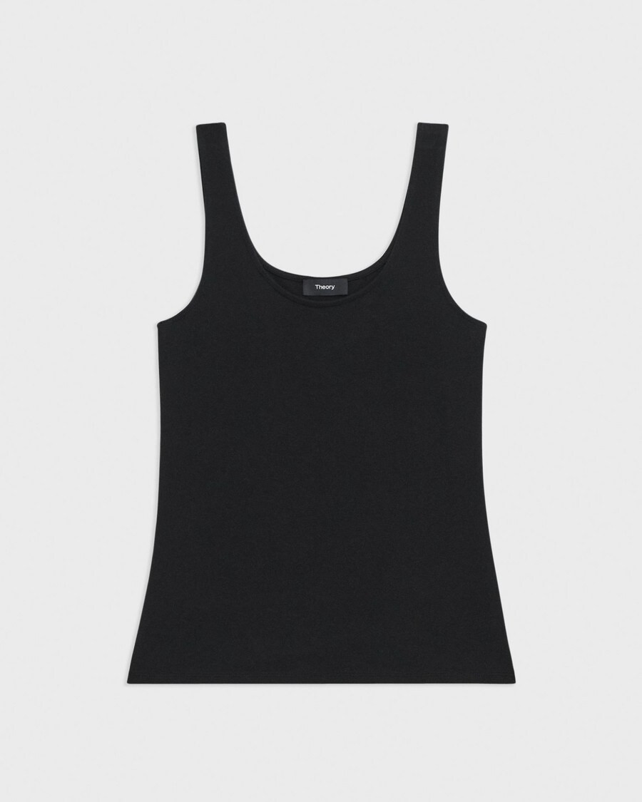 Scoop Neck Tank Top in Rib Knit Viscose | Theory