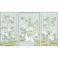 A Set Of 3 Panels-Unframed Hand-Painted Silk Wallpaper-Aqua Green WallpaperHandpainted Chinoiserie P | Etsy (US)