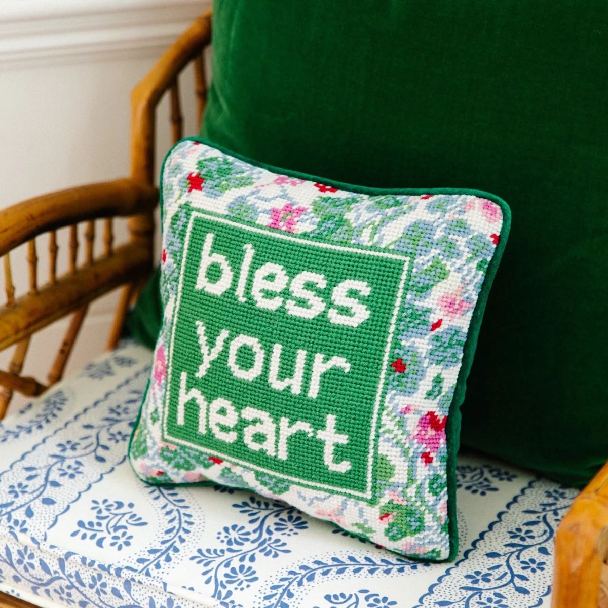 Furbish Studio - Bless Your Heart Needlepoint Pillow | Furbish Studio