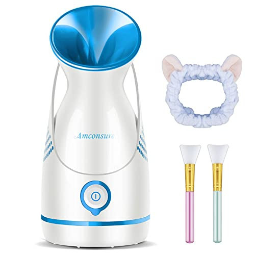 Amconsure Facial Steamer - Nano Ionic Face Steamer Warm Mist Steamer for Home Sauna SPA, Humidifier for Deep Cleaning Unclogs Pores Sinuses(Blue) | Amazon (US)