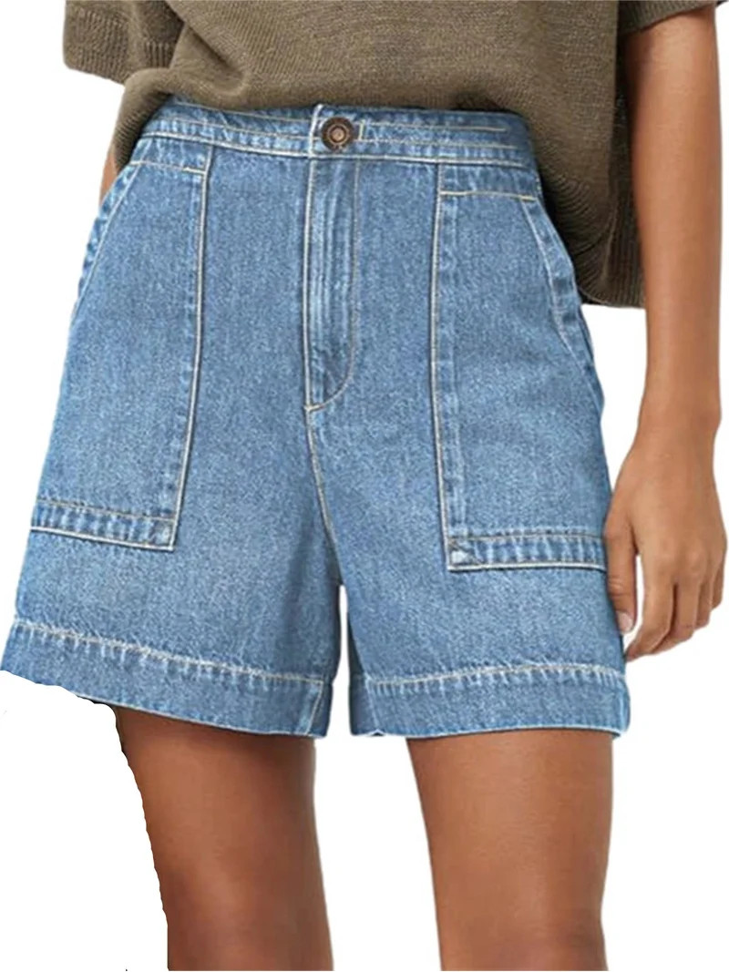 Summer Women High Waisted Casual Denim Shorts Denim Shorts Wide Leg Shorts with Pockets | Walmart (US)
