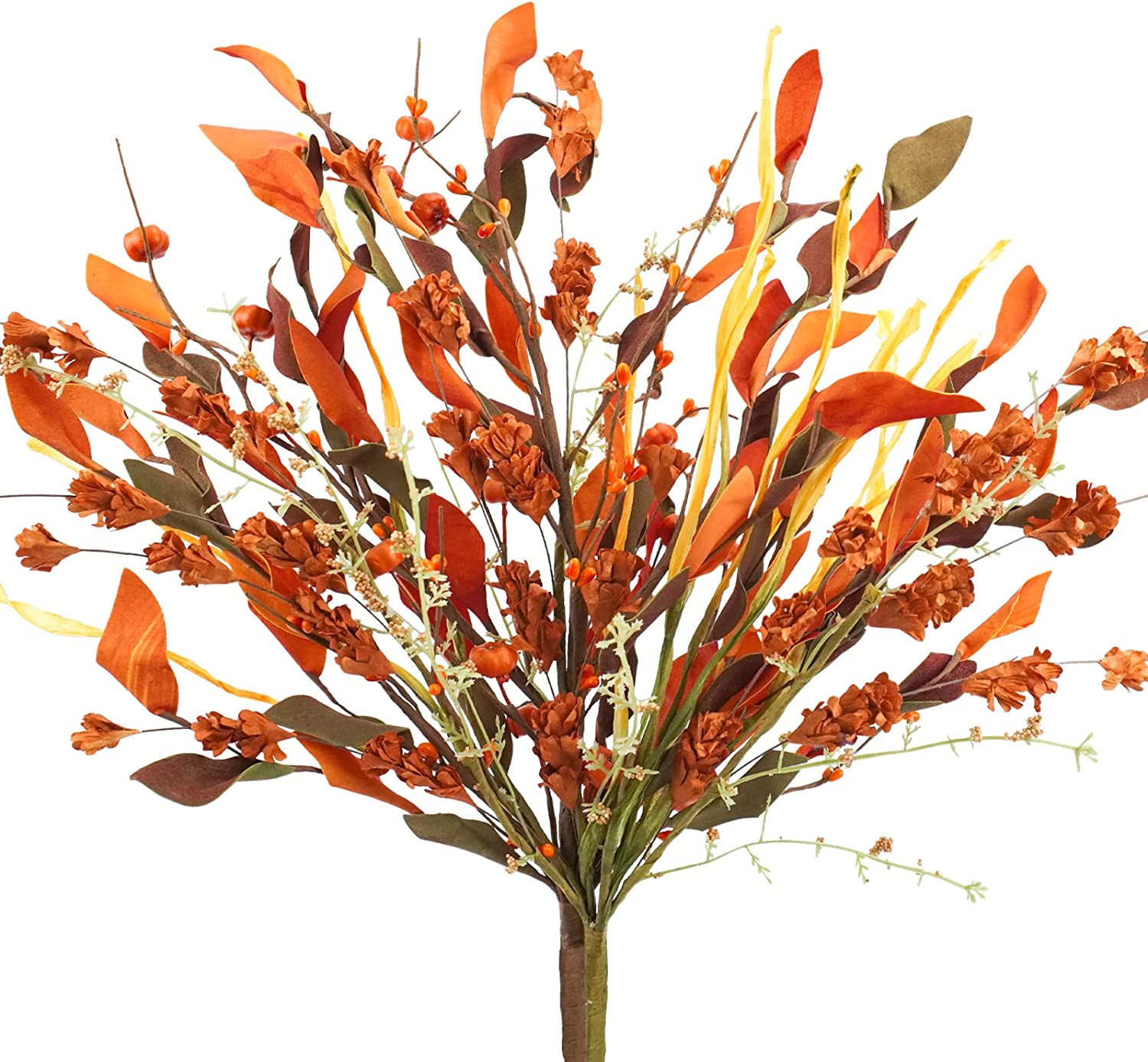 2PCS Artificial Fall Flowers Arrangement with Small Pumpkin, Fall Stems Fake Autumn Leaves for Ho... | Walmart (US)