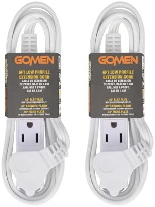 GOMEN 6 Feet Indoor Extension Cord with 3 Outlets, AWG 16/3 Angled Flat Plug Power Strip, 3 Prong... | Amazon (US)