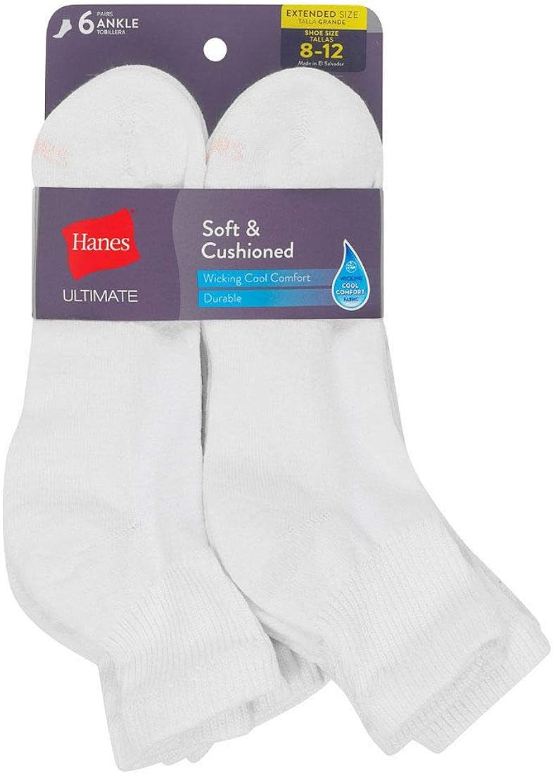 Hanes Women's Ultimate Comfort Toe Seamed Ankle Socks Pack Of 6 | Amazon (US)