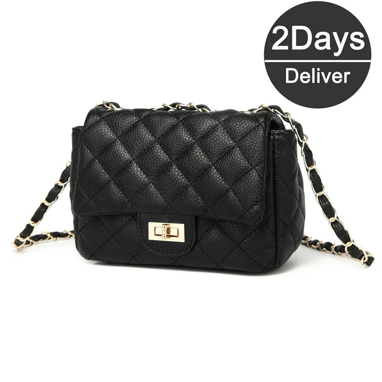 Poppy Womens Quilted Crossbody Bag Handbags Vegan Leather Purses For Women Shoulder Bag With Chai... | Walmart (US)