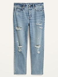Extra High-Waisted Button-Fly Sky Hi Straight Ripped Non-Stretch Jeans | Old Navy (US)