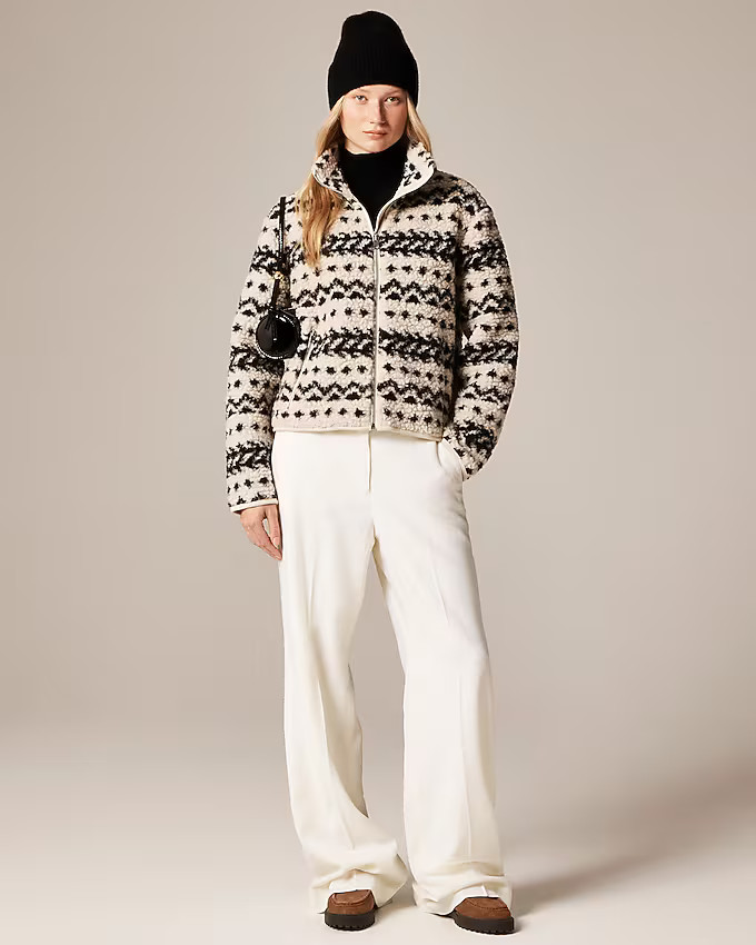 Sherpa fleece zip-up jacket in jacquard | J. Crew US