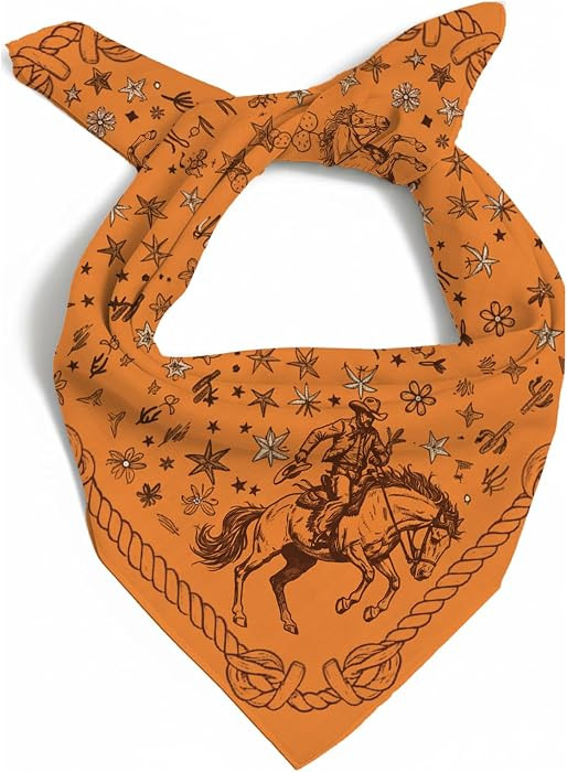 Headband Scarf for Women Men 27"X27" Western Bandanas Rodeo Party Outfit | Amazon (US)