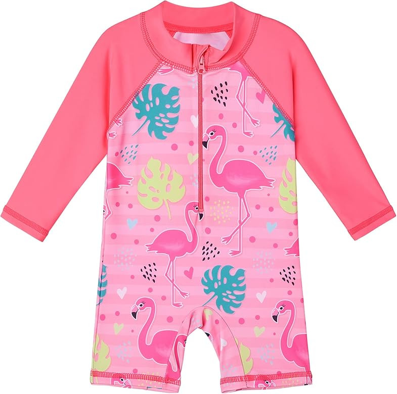 XFGIRLS Baby/Toddler Girls Swimsuit Long Sleeve One-Piece Bathing Suit Rash Guard | Amazon (US)