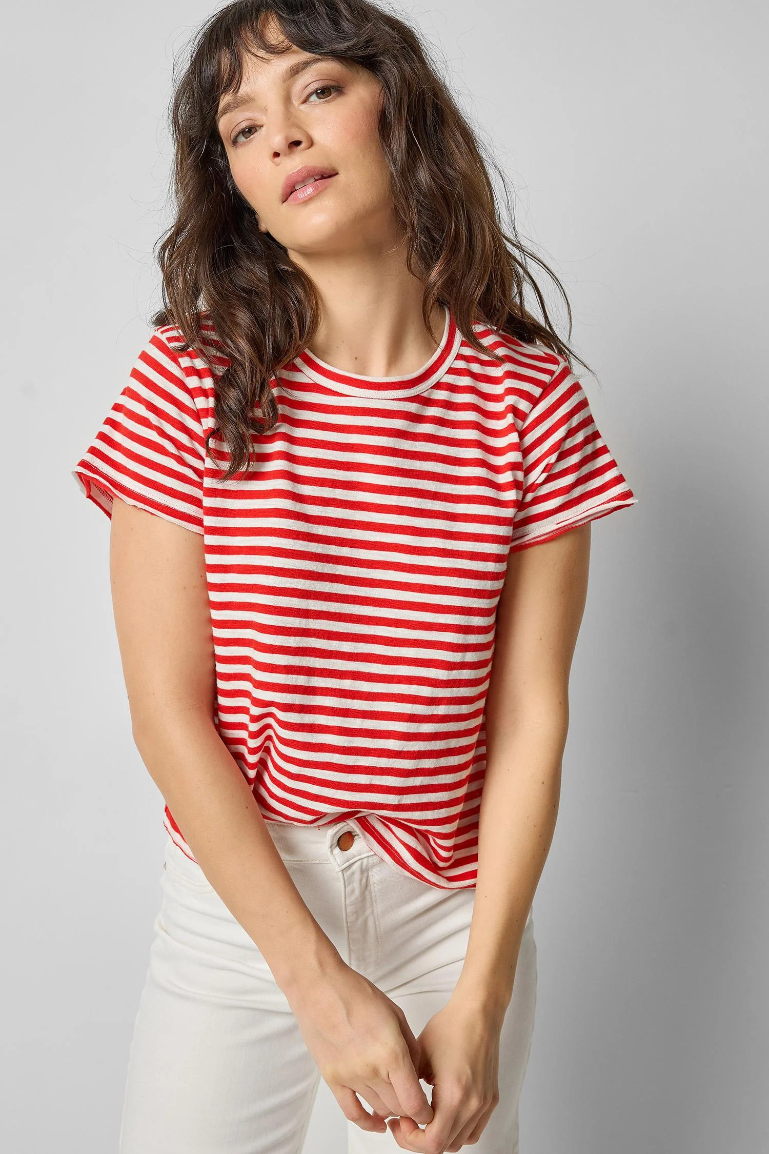Striped Cap Sleeve Crewneck | Lilla P