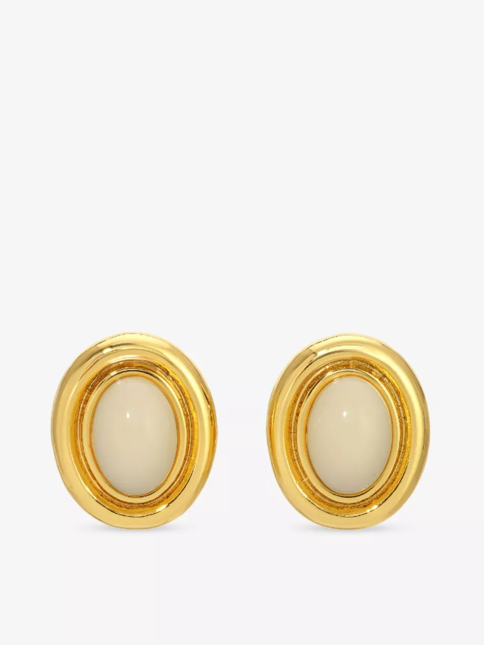 Prize yellow gold-plated brass and enamel earrings | Selfridges