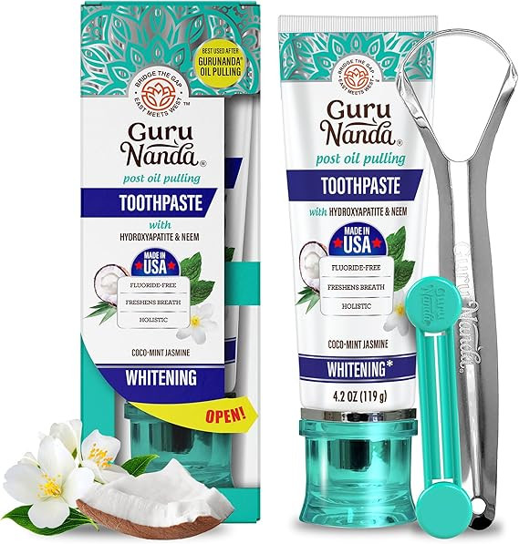 GuruNanda Hydroxyapatite Toothpaste, SLS & Fluoride Free, Whitening Toothpaste with Tongue Scrape... | Amazon (US)