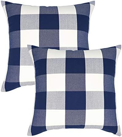 NAVIBULE 18 x 18In Farmhouse Decorative Square Throw Pillow Covers Buffalo Check Plaid Cushion Ca... | Amazon (US)