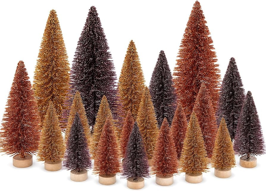 SATINIOR 60 Pcs Autumn Bottle Brush Trees Mini Christmas Sisal Trees | Amazon (US)