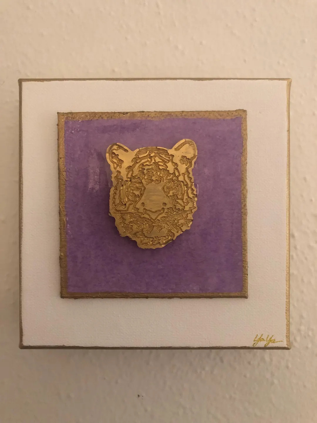 LSU Tiger Gold on 6x6 White Canvas With 4x4 Purple Canvas Glass Overlay (comes Clear Wrapped With... | Etsy (Global)