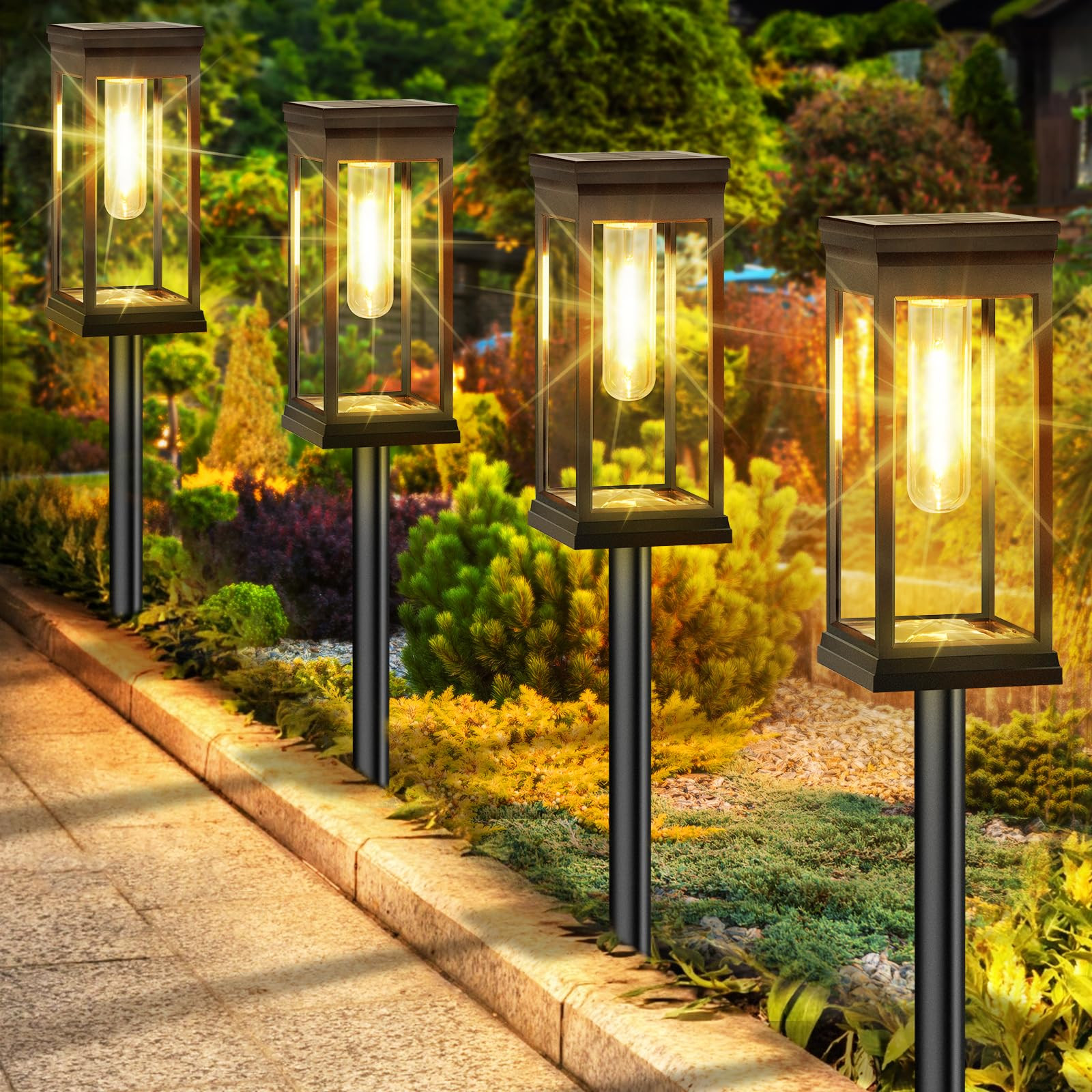 【Upgraded】Solar Pathway Lights Outdoor, 8-Pack Large LED Solar Lights Outdoor Waterproof, Sup... | Amazon (US)