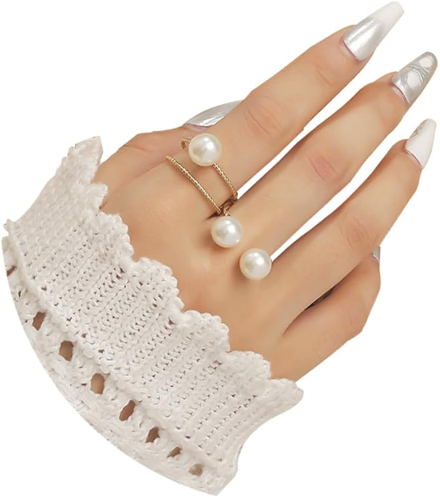 Pearl Ring for Women Promise Stacking Pearl Rings Adjustable Open Pearls Finger Ring Trendy Perso... | Amazon (US)
