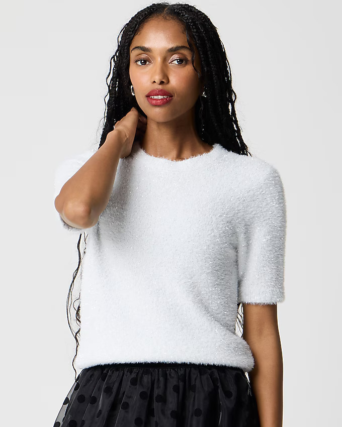 Short-sleeve tinsel sweater | J.Crew Factory