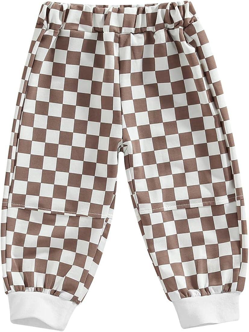 Toddler Baby Boys Girls Checkerboard Plaid Print Cotton Jogger Pants Kids Casual Athletic Elastic... | Amazon (US)