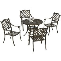 5 Pcs Elegant Curved Metal Garden Bistro Set Outdoor w/ Parasol Hole - Outsunny | ManoMano UK