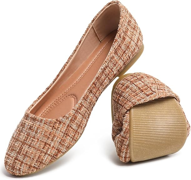 HEAWISH Women’s Round Toe Flats Shoes Ballet Flats Dressy Comfortable White Green Flats for Wom... | Amazon (US)