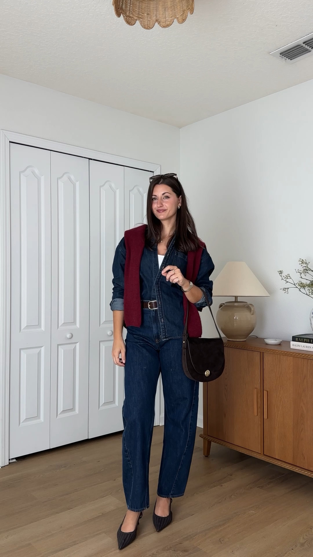 Double denim dinner outfit! Wearing 26 jeans (perfect subtle barrel!!), small shirt, xs tank and cardigan. Heels are old H&M — linked similar 

#LTKSaleAlert #LTKSeasonal #LTKStyleTip