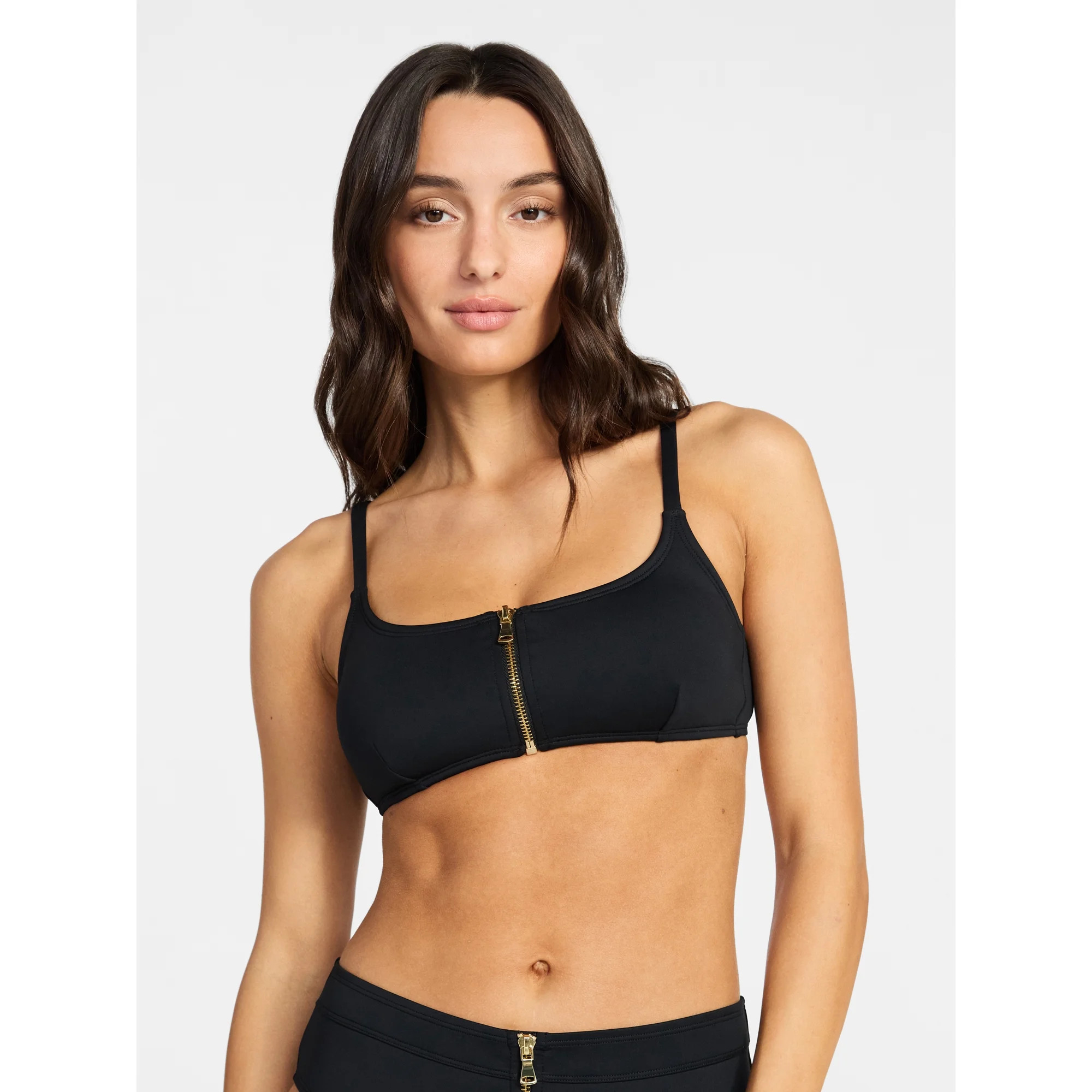 Time and Tru Women's and Women's Plus Size Compression Zipper Bikini Top, Sizes XS-3X | Walmart (US)