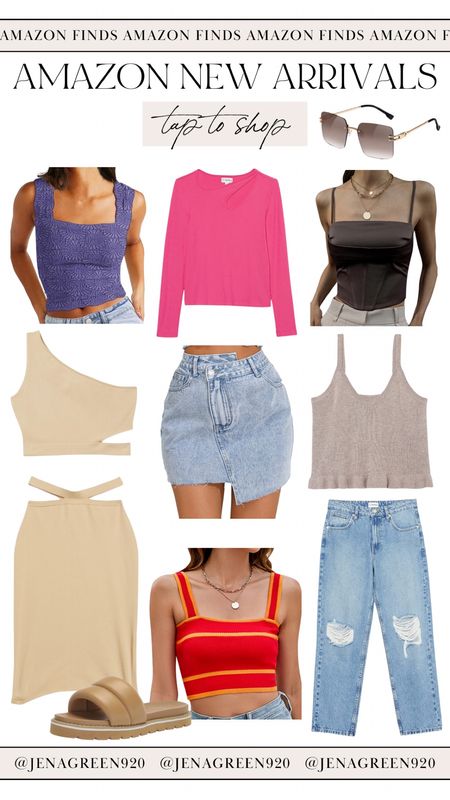 Amazon New Arrivals | Summer Outfit | Slip On Sandals | Two Piece Skirt Set | Denim Skirt | Lace Crop Top

#LTKstyletip #LTKshoecrush #LTKunder50