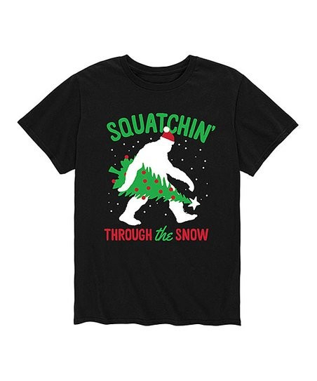 Black 'Squatchin' Through The Snow' Tee - Men | Zulily
