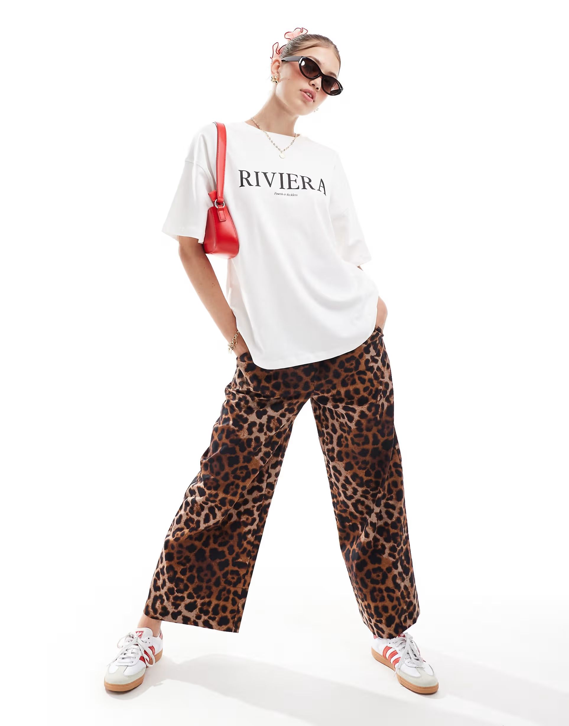 ASOS DESIGN cropped pull on pants in leopard print | ASOS (Global)