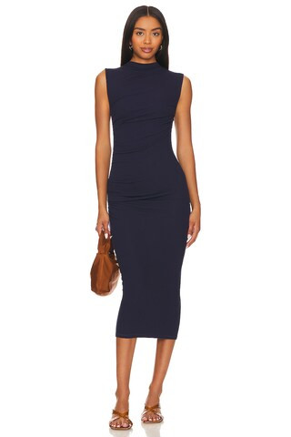 Enza Costa Silk Knit Sleeveless Twist Midi Dress in Dark Navy from Revolve.com | Revolve Clothing (Global)