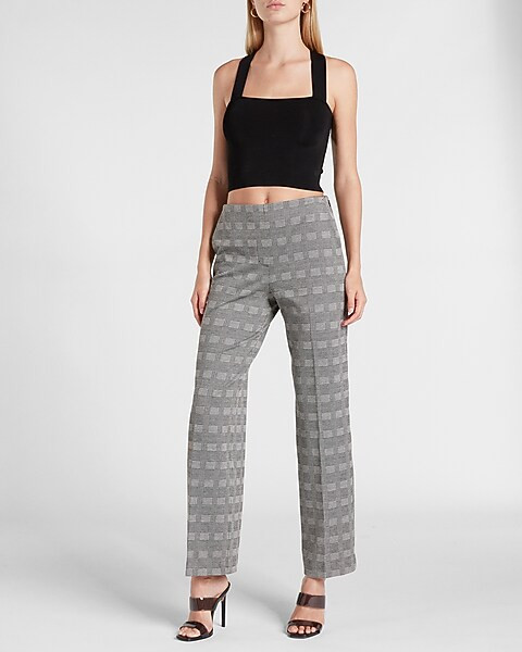 Mid Rise Plaid Trouser Pant | Express