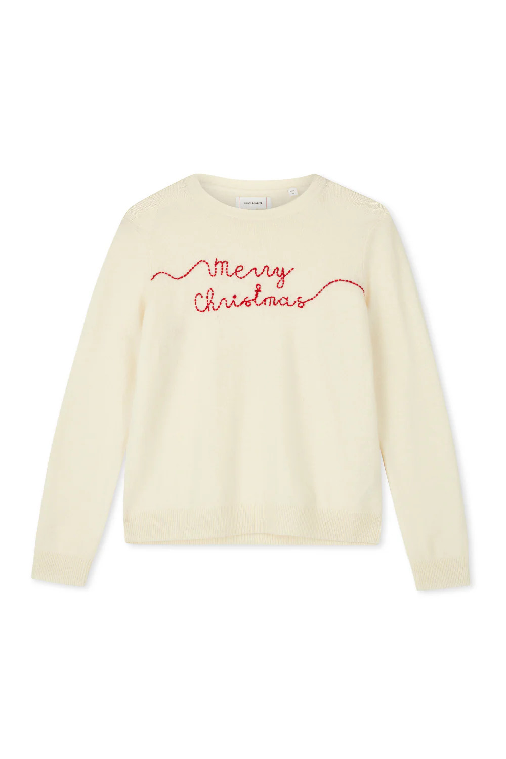 Cream Wool-Cashmere Merry Christmas Sweater | Chinti & Parker