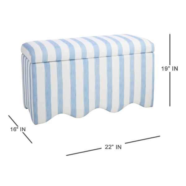 Scallop Storage Bench, Blue Stripe | At Home