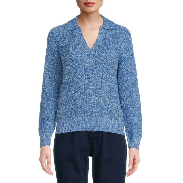 Time and Tru Women's Polo Sweater - Walmart.com | Walmart (US)