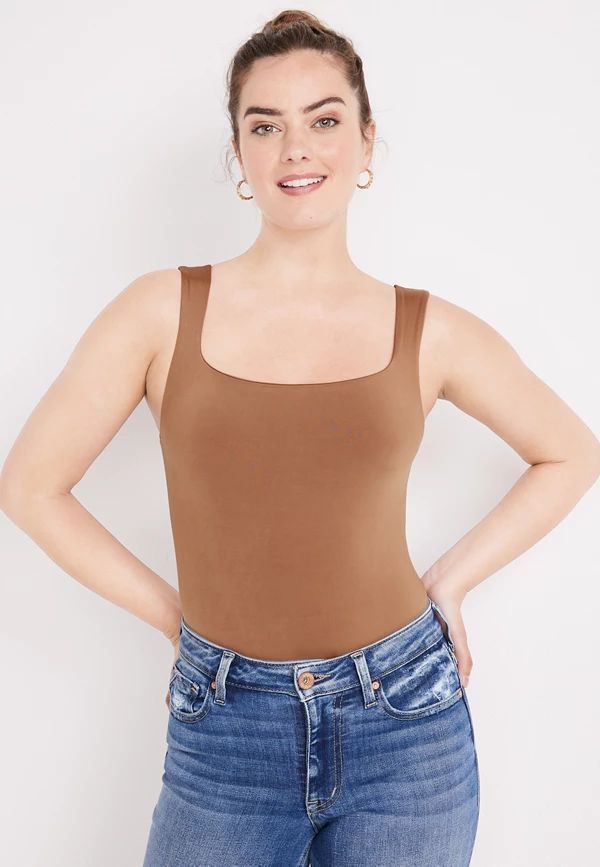 edgely™ Slim Smooth Square Neck Sleeveless Bodysuit | Maurices