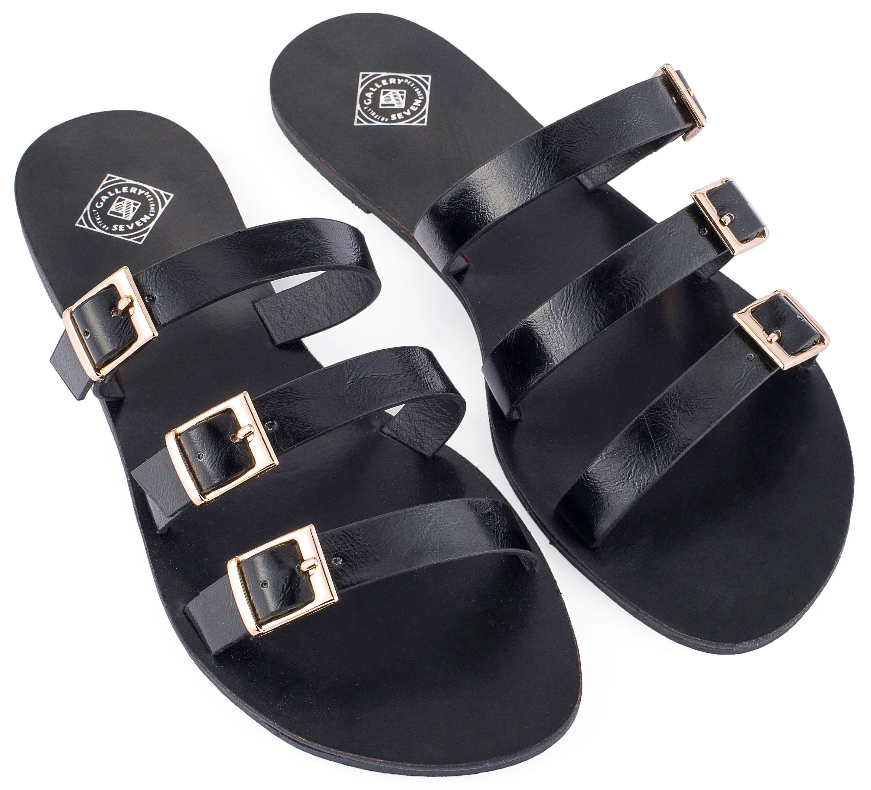 Gallery Seven Tri-Strap Slide Sandals for Women - Walmart.com | Walmart (US)