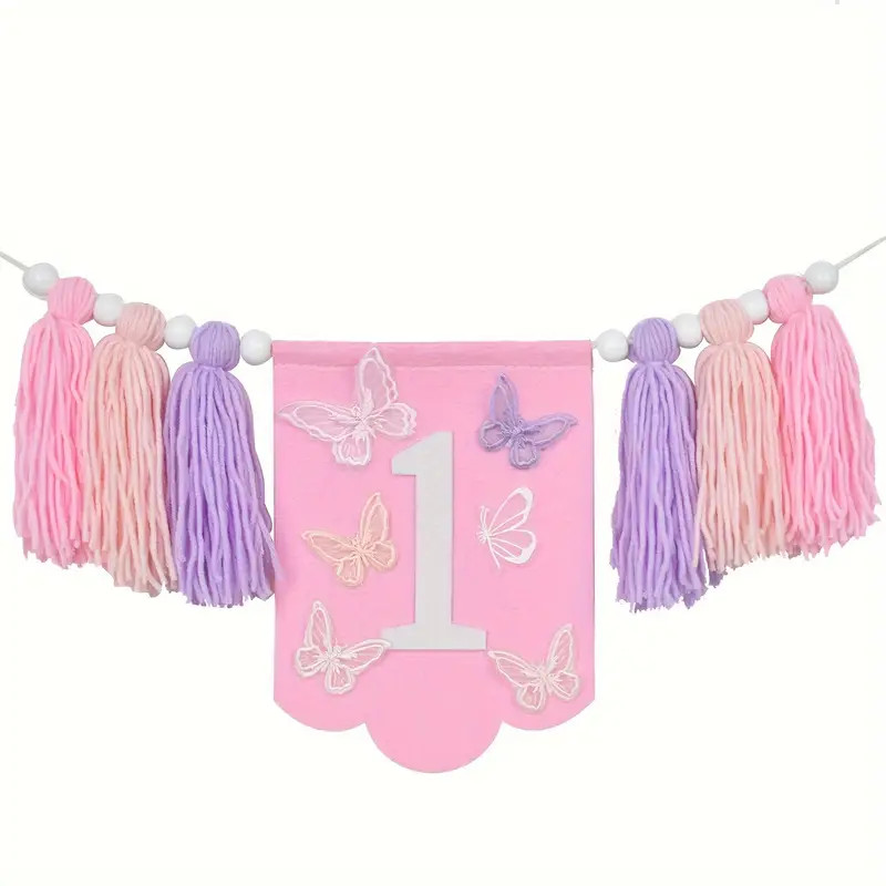 1st Birthday High Chair Banner With Butterfly Theme - Bohemian Wooden Bead Tassel Garland, Perfec... | Temu Affiliate Program
