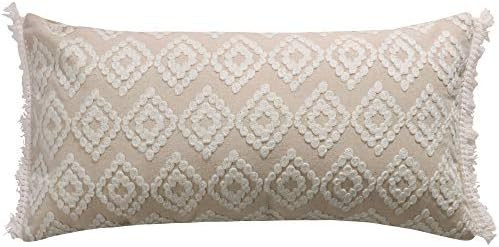 Levtex Addie Cream Diamond Fringe Pillow, Medalion, 100% Cotton, Natural, White | Amazon (US)