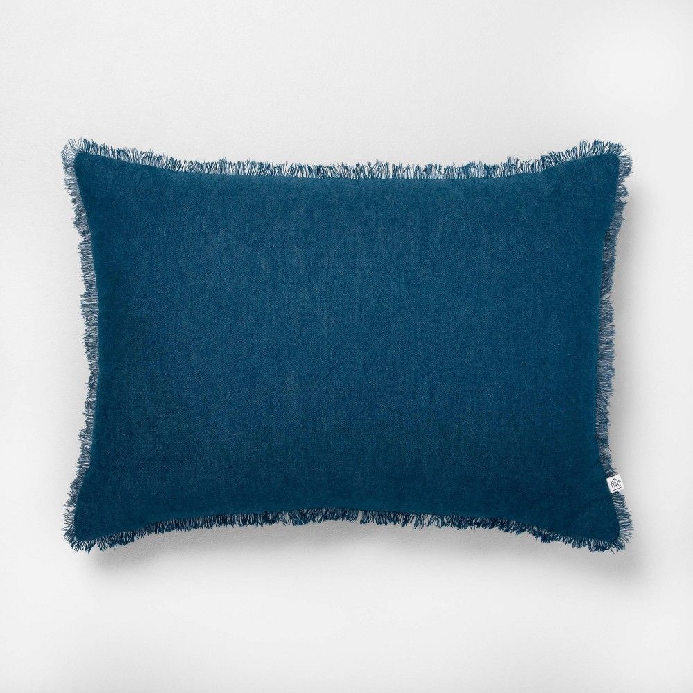 14" x 20" Raw Edge Cross Dyed Throw Pillow - Hearth & Hand™ with Magnolia | Target