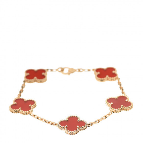 VAN CLEEF & ARPELS

18K Yellow Gold Carnelian 5 Motifs Vintage Alhambra Bracelet | Fashionphile