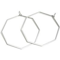 39mm Big Hexagon Shape Hoop Earring/Matte Rhodium Plated Brass 2Pcs 1-Ke026 | Etsy (US)